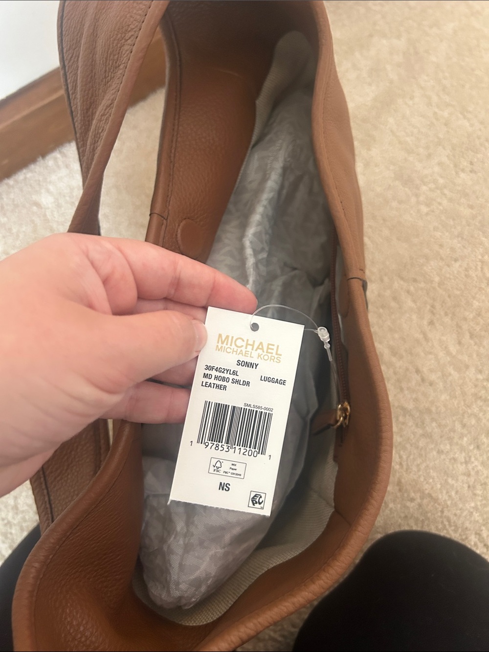 Michael Kors Brown Leather Hobo Bag - Classic Shoulder Tote - Picture 6 of 7